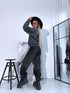 Knitted sweater "GLITTER BOW MO-4006" - DARK GRAY
